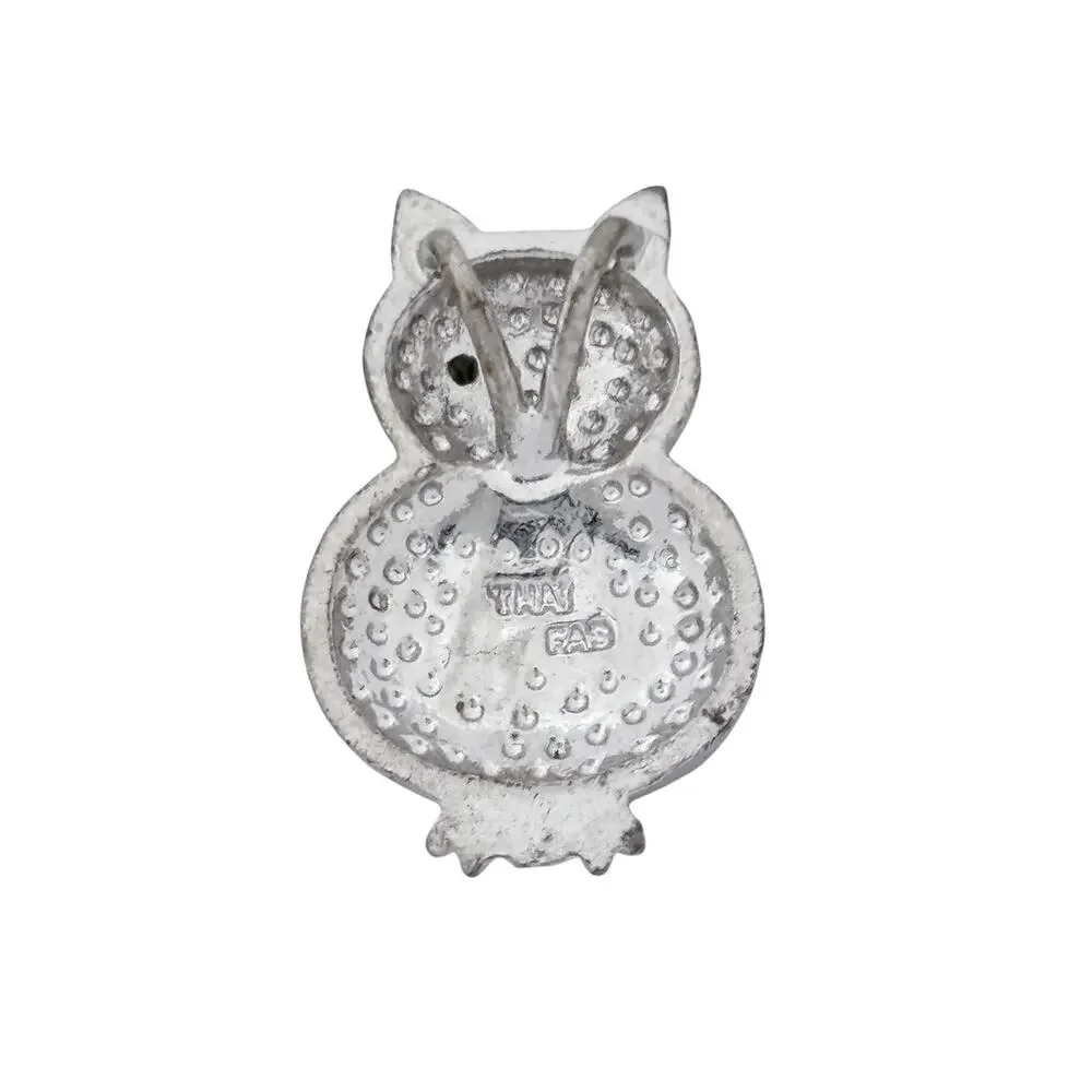 Vintage Sterling Silver 925 Cubic Zirconia Owl Pendant